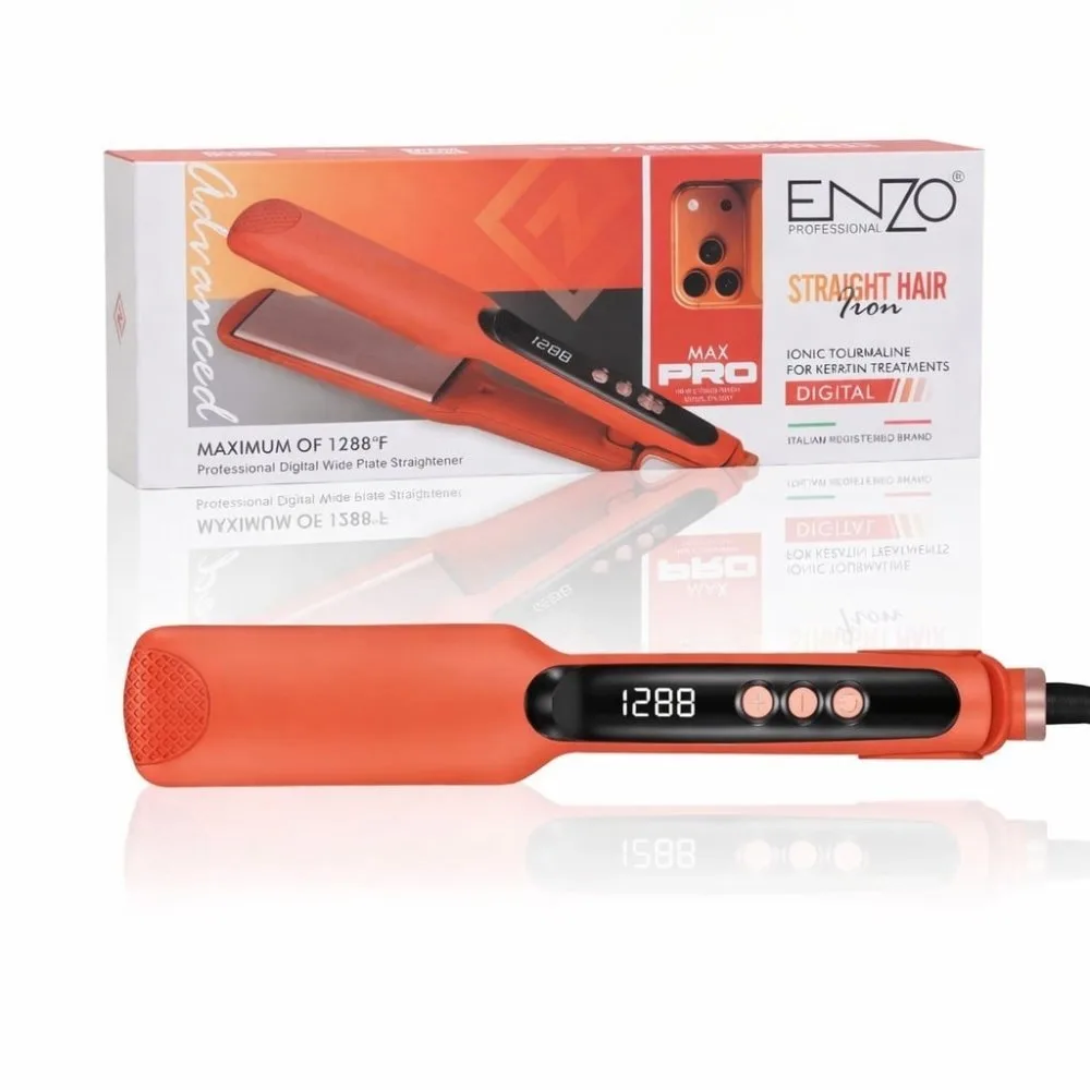 مكواة الشعر الاحترافية ENZO Max Pro - النسخة المتطورة للشعر المعالج بالكرياتين والبروتين